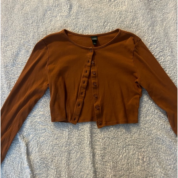 Brown Long Sleeve Button Up Top - Picture 1 of 5